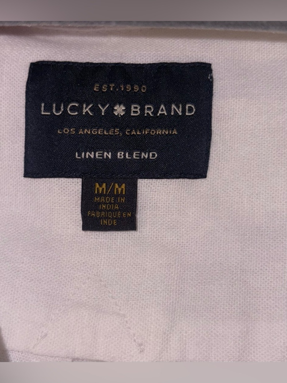 Lucky Brand White Short-Sleeve Button-Down Linen Shirt - Picture 3 of 6